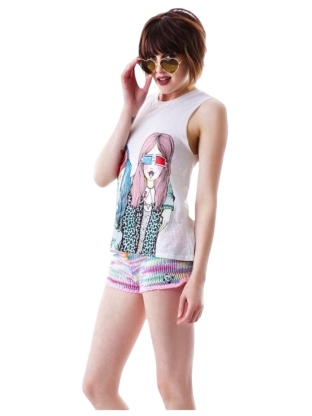 VHTF: Valfre ☻ Vision Girls Weed 3D Muscle Tee ☻ Hand Drawn Graphics ☻︎ Small - Picture 3 of 16